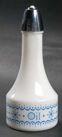 Snowflake Blue (Corelle) Oil Cruet with Chrome Shaker Top