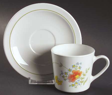 Spring Bouquet Flat Cup & Saucer Set