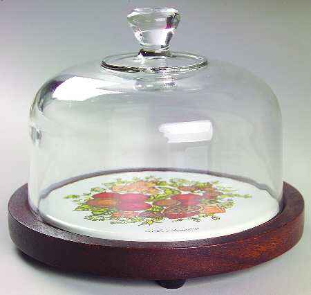 Spice of Life (Centura) Cheese Dish with Wood Base and Glass Dome