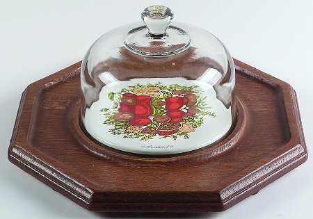 Spice of Life (Centura) Octagonal Cheese Dish (Wood Base & Glass Lid)