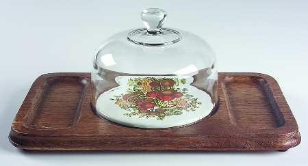 Spice of Life (Centura) Rectangular Wood Cheese & Cracker Set W/Glass Dome