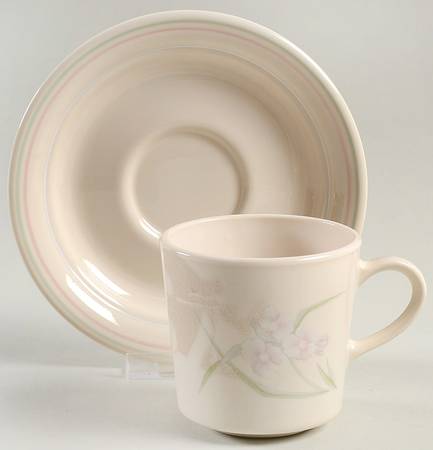 Spring Pond (Corelle) Flat Cup & Saucer Set by Corning Corelle