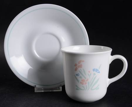 Stencil Garden (Corelle) Flat Cup & Saucer Set