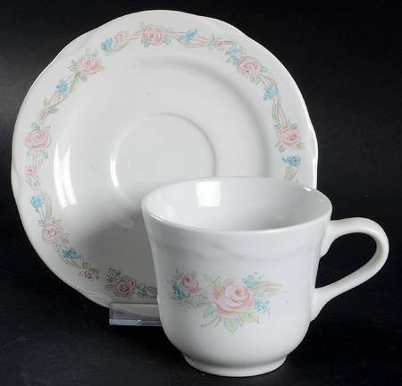 Vintage Rose Flat Cup & Saucer Set