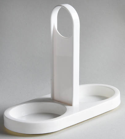 White Coupe Plastic Holder for Glass Cruet Set
