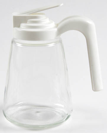 White Coupe Glassware Syrup with Plastic Lid