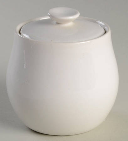 White Coupe Sugar Bowl & Lid