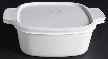White Coupe 1.5 Quart Square Casserole with Lid