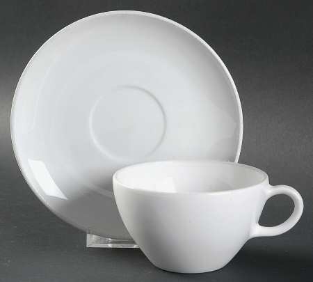 White Coupe Flat Cup & Saucer Set