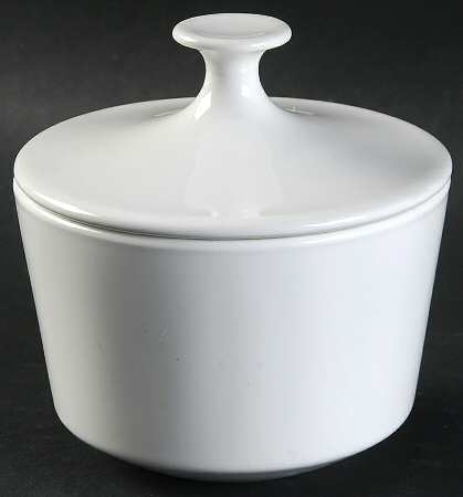 White Coupe Sugar Bowl & Lid