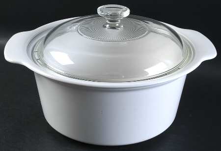 White Coupe 3.5 Quart Round Covered Casserole
