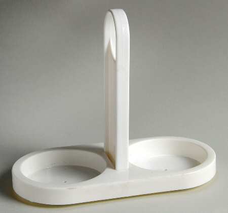 White Coupe Tray for Glass Creamer & Sugar w/Plastic Lids