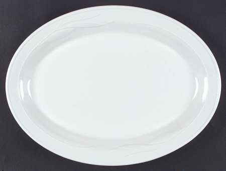White Flora 14" Oval Serving Platter