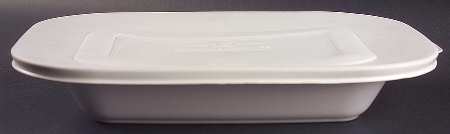 White Flora Roaster-Rect W/Plastic Lid 13"
