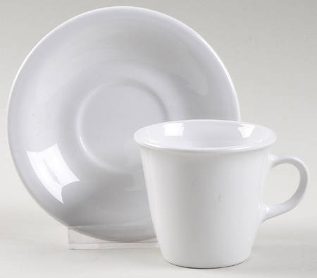 White Narrow Rim (Pyroceram) Flat Demitasse Cup & Saucer Set