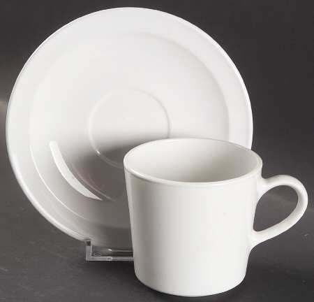 White Narrow Rim (Pyroceram) Flat Cup & Saucer Set