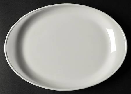White Narrow Rim (Pyroceram) 10" Oval Serving Platter