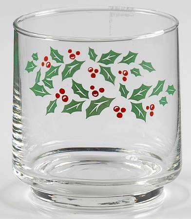 Winter Holly (Green Band, Corelle) 8 Oz Glassware Old Fashioned