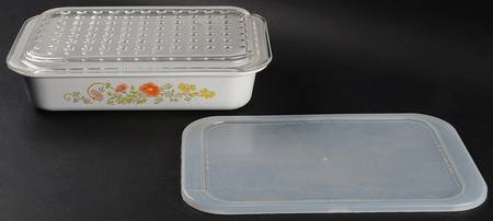 Wildflower (Corelle) 12" Fast Food Dish w/Glass & Plastic Lids