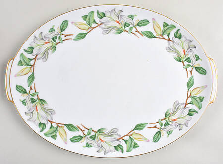 Treasure (White Magnolias) 16" Oval Serving Platter