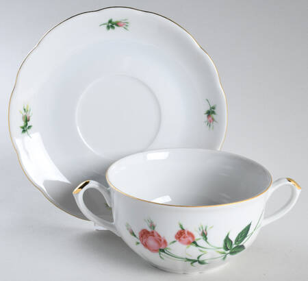 Rose Flat Cream Soup Bowl & Saucer Set