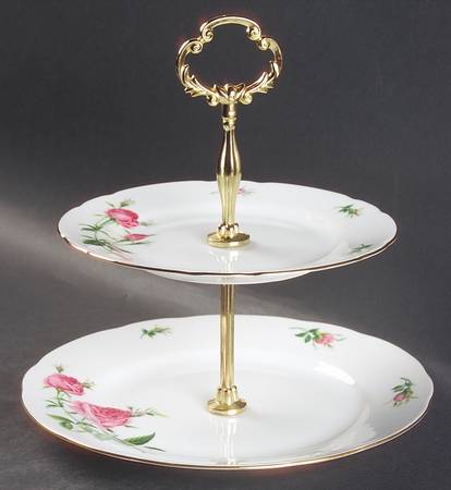 Rose 2 Tiered Serving Tray (Dinner & Salad Plate)