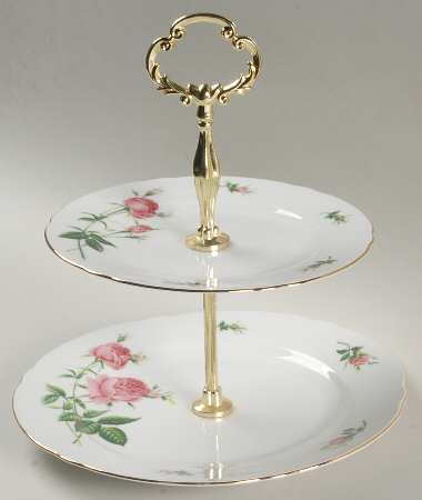 Rose 2 Tiered Serving Tray (Luncheon & Salad Plate)