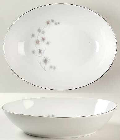 Platinum Star Burst 10" Oval Vegetable Bowl