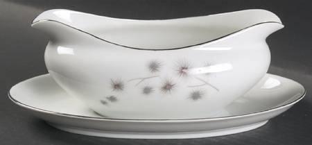 Platinum Star Burst Gravy Boat with Attached Underplate