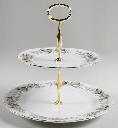 Regency Rose 6 5/8"-10"  2 Tiered Serving Tray (Dp, Sp) HC