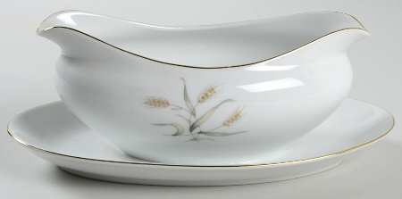 Spring Wheat Gravy Boat with Attached Underplate