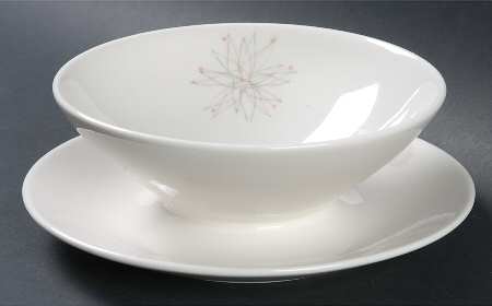 Pink Fancy Gravy Boat with Attached Underplate