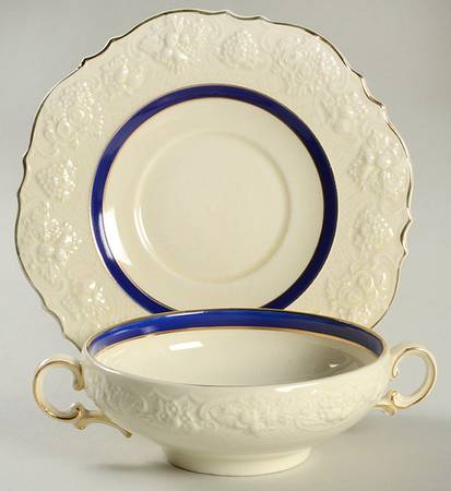 4493 Footed Cream Soup Bowl & Saucer Set