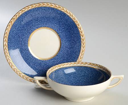 5073 Flat Cream Soup Bowl & Saucer Set by Crown Ducal