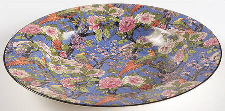 Blue Chintz (Black Trim) Rim Soup Bowl