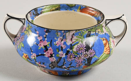 Blue Chintz (Black Trim) Sugar Bowl No Lid