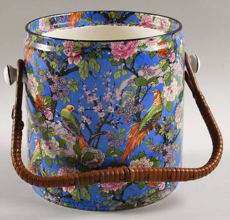 Blue Chintz (Black Trim) Ice Bucket No Lid