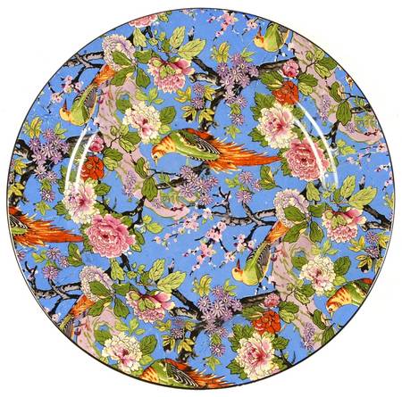 Blue Chintz (Black Trim) Salad/Dessert Plate