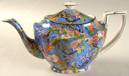 Blue Chintz (Black Trim) Teapot & Lid
