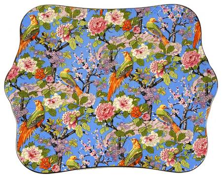Blue Chintz (Black Trim) Rectangular Cake Plate