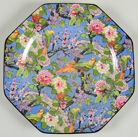 Blue Chintz (Black Trim) Octagonal Salad Plate