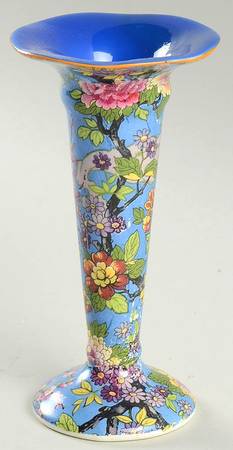 Blue Chintz (Black Trim) 5" Bud Vase