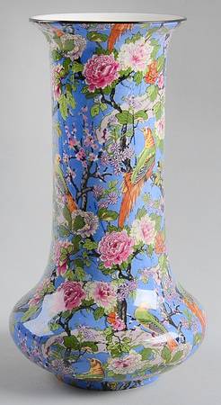 Blue Chintz (Black Trim) 9" Vase