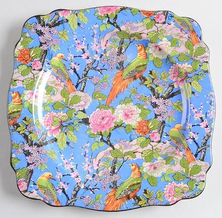 Blue Chintz (Black Trim) Square Salad Plate