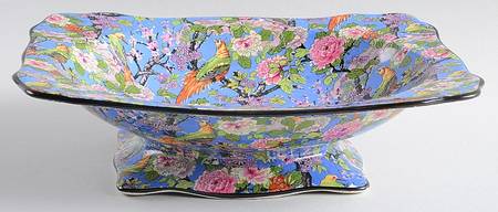 Blue Chintz (Black Trim) Large Fruit Bowl