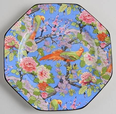 Blue Chintz (Black Trim) Octagonal Bread & Butter Plate