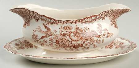 Bristol Brown Gravy Boat with Attached Underplate