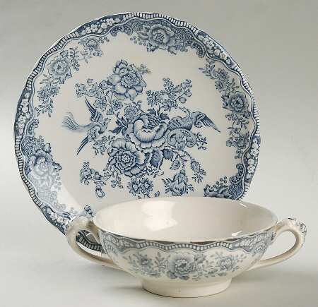 Bristol Dove Grey Footed Cream Soup Bowl & Saucer Set