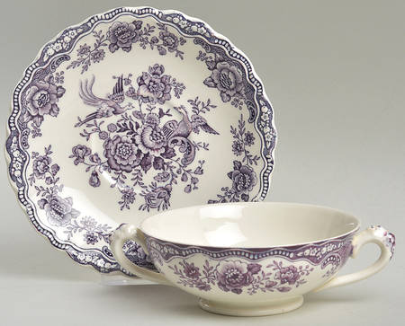 Bristol Mulberry Footed Cream Soup Bowl & Saucer Set