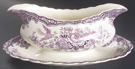 Bristol Mulberry Gravy Boat with Attached Underplate